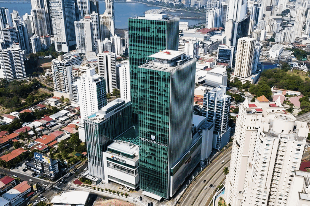 Panama Clinic building in Panama City, a medical tourism destination affiliated with the Mayo Clinic